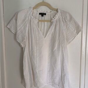 J. Crew White Textured Short-Sleeve Peasant Blouse